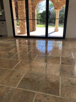 Travertine floors look amazing once again