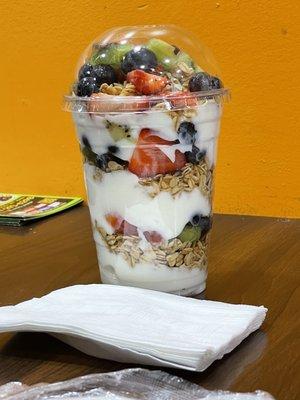 16oz parfait $7 your choice of fruit