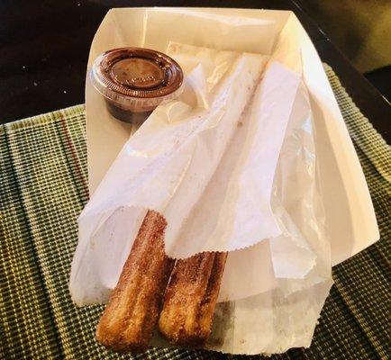 Two Sugar and Cinnamon Churros with Mexican Chocolate Sauce