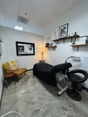 Private Spa room. 
Eyebrow waxing, and shaping services.
Scalp massage treatment services.
Massage therapy services.