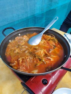 spicy kimchi stew. Meh... just get the spicy chicken stew.