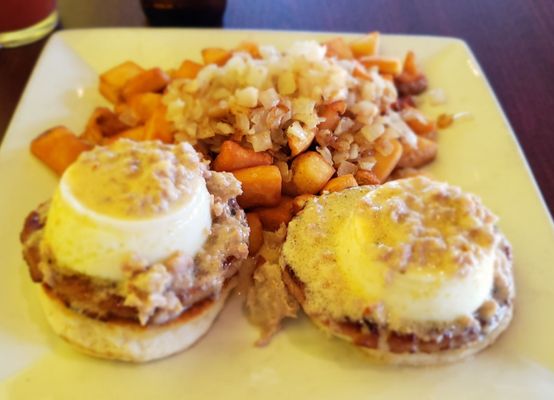 The biscuit and gravy Benedict brunch plate