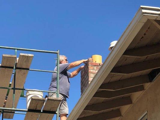 Bob rebuilds about 40 masonry chimneys a year