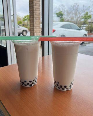 Almond Bubble Milk Tea (Left) & Wintermelon Bubble Milk Tea (Right)