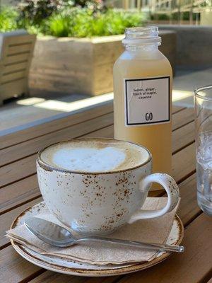 Oats milk latte and ginger drink.