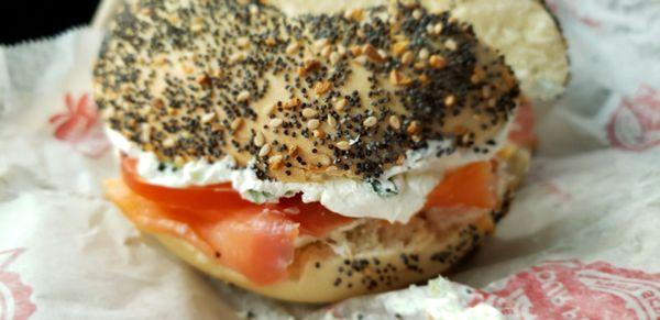 The Lox and cream cheese bagel, the glamour shot.