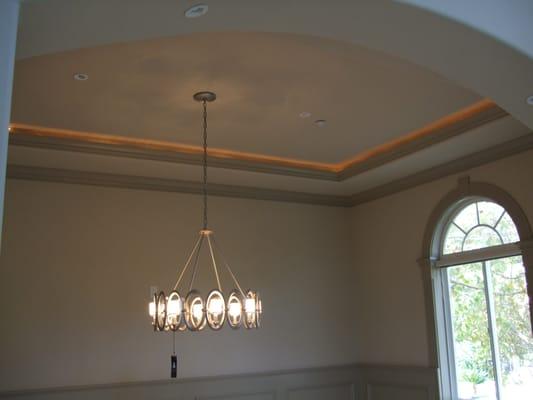 Dining room lighting cove lighting and hanging fixture