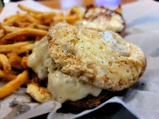 Mushroom & Swiss w/ Fries Egg and Fries