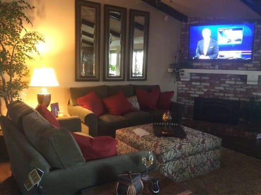 Family room just completed by Gina T.  "AWESOME & COMFORTABLE".....