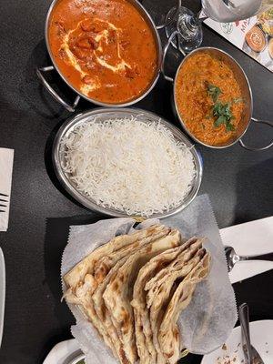 2. Butter Chicken and 11. Baingan Bharta with 2. Butter Naan