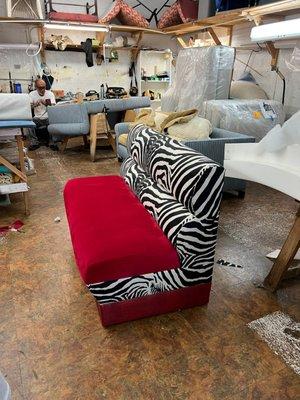 We custom made 16 of these for a Discotheque and delivered them to Orlando. The client picked a combination of vinyl, red and a zebra print.