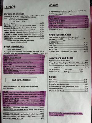 Lunch menu