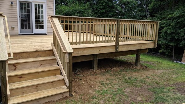 Pressure treated decks using premium deck boards