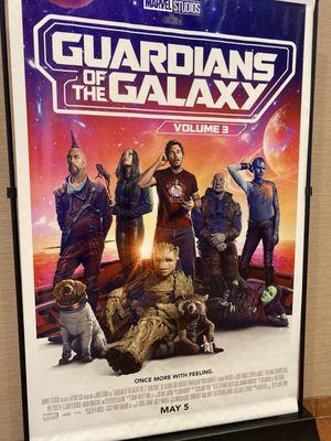 Guardian of the Galaxy 3 Poster in the front before entering the separate theater rooms.