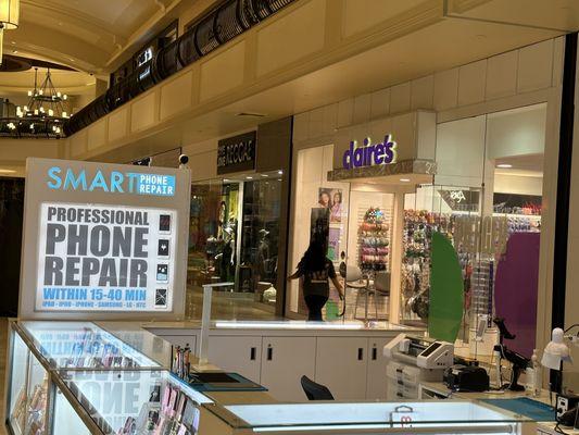 Kiosk located inside The Oaks Mall first floor by Claire's