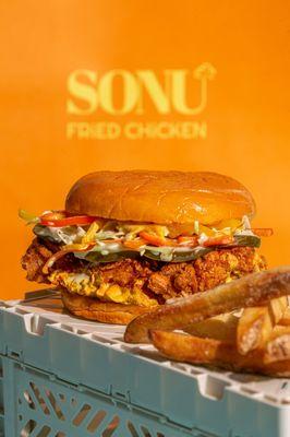 Fried chicken and fries