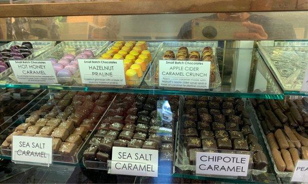 Assorted chocolate truffles and caramels