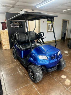 Blue Club Car in Azle Showroom