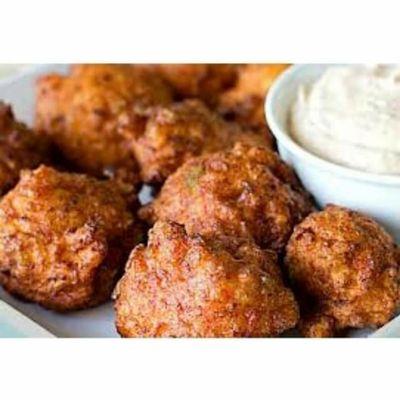 Conch fritters served with Jalapeño ranch