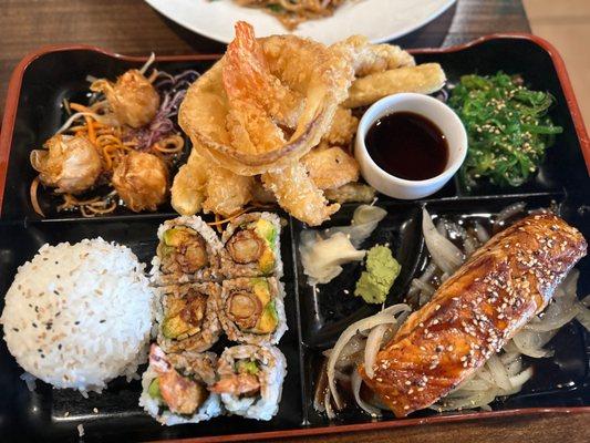 Dinner bento box  salmon was delicious. It was grilled and perfectly made.