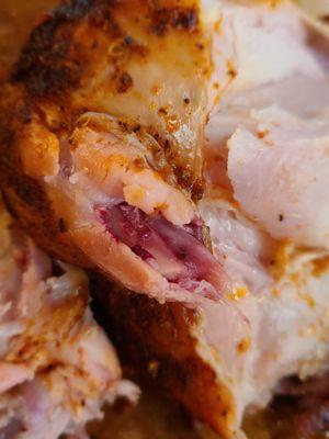 Close up or pink chicken meat