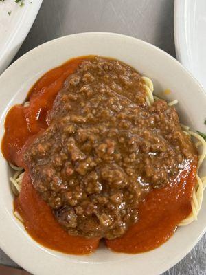 Homemade spaghetti with meat sauce