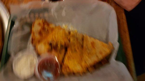 Chicken Quesadilla, stuffed full of goodies. It didn't last long!