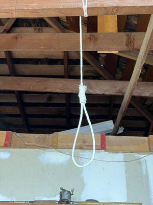 Noose left hanging in garage