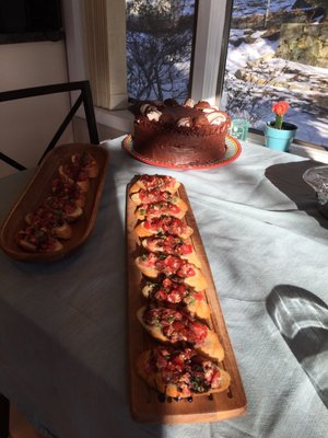 Bruschetta and birthday  ... yes she bakes too!