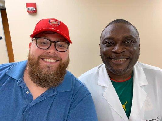 Dr. Obos Ekhaese with a Patient