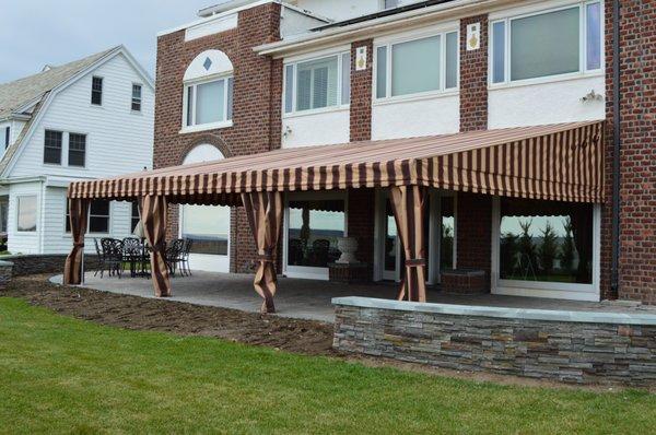 Stationary canvas awning