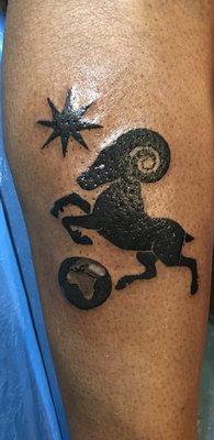 I'm an Aries so I got this tattoo today at Hustler Parlour in the Bronx NY. LOVE IT