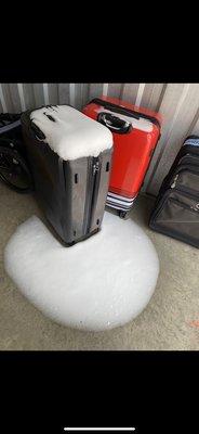 Snow inside of storage unit