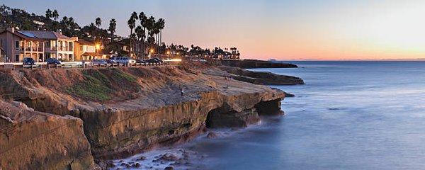 Sunset Cliffs is an affluent coastal community in the Point Loma community of San Diego, California. It is bordered by the Pacific Ocean.