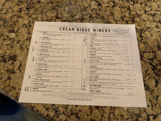 Wine list