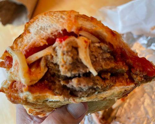 Meatball grinder inside view