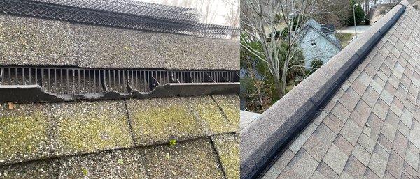 Varmint Gone repair of squirrel damage on ridge vent in Waxhaw, NC