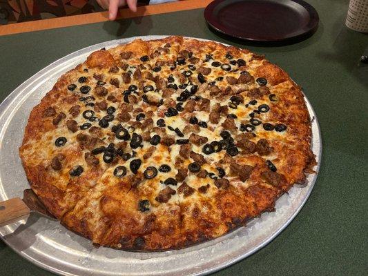 Xtra Large Pizza with Black Olives and Italian Sausage