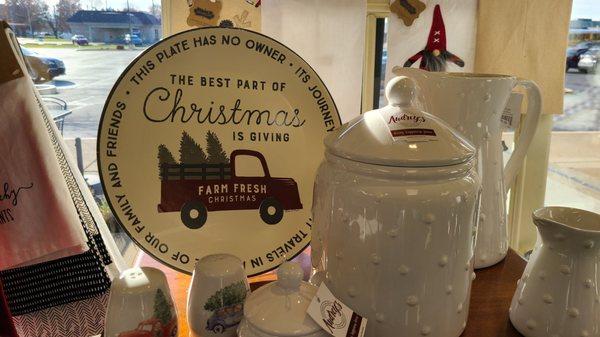 Canisters, cookie plates, assorted dishware.