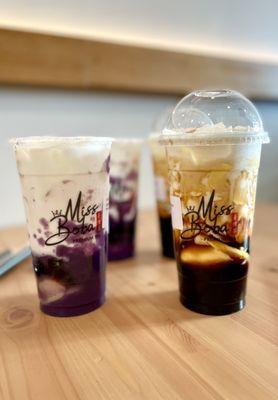 Brown Sugar Boba Creme Brulee Fresh Milk House-Made Ube Fresh Milk