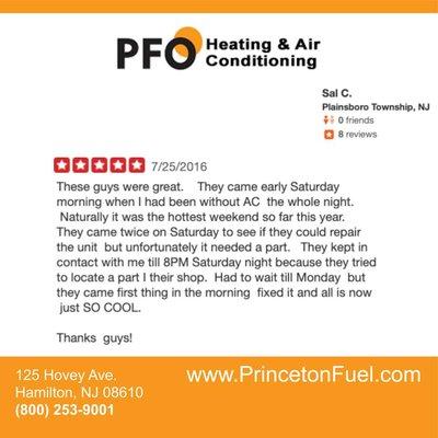 Air conditioning repair service call review.