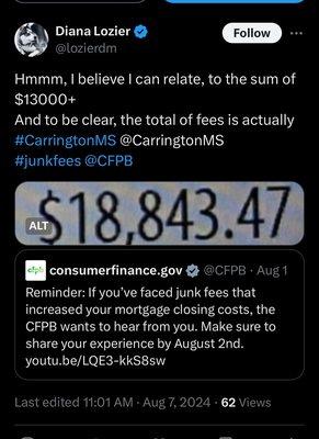 Junk fees on a 41k loan payoff.