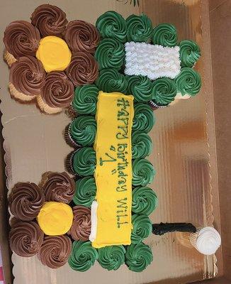 Beautiful cupcake tractor birthday cake from Lunardi's on Bascom and Blossom Hill.  I just brought in a photo!