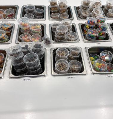 More bins with even more individually packaged servings of every topping imaginable!