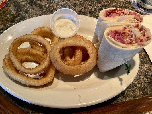 Onion Rings and Reuben Wrap