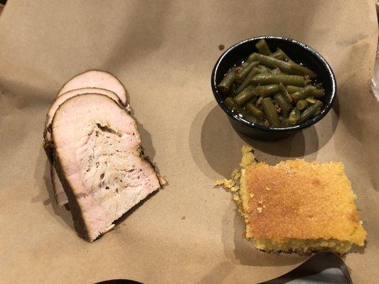 Carved turkey entree was served with cornbread