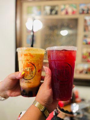 Chamoy Cali Mango Slush with Boba & Hibiscus Calamansi