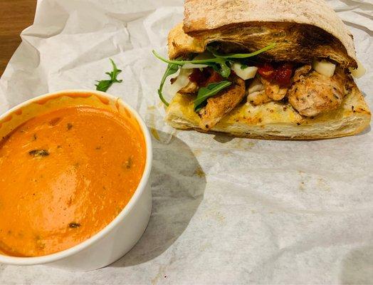 Herb chicken with tomato bisque soup