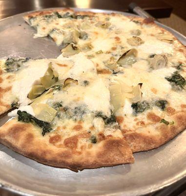 Spinach artichoke pizza