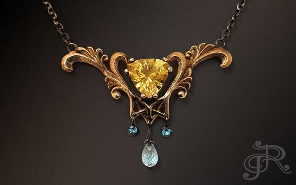 Electrum pendant with citrine center